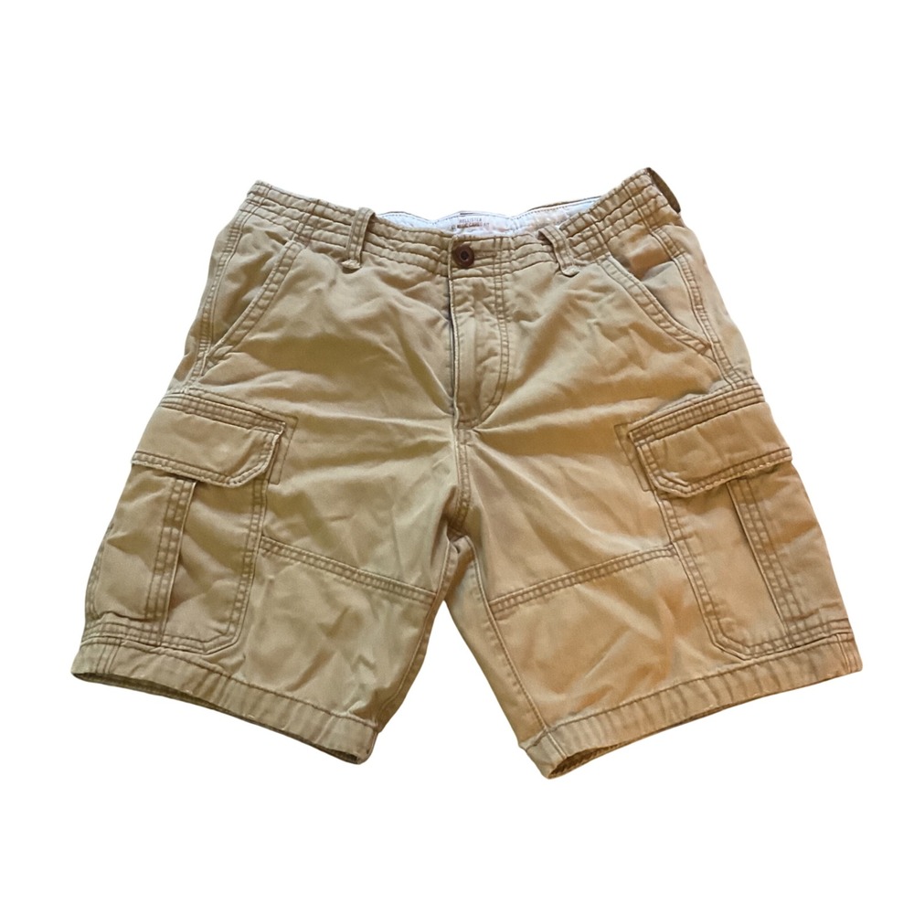 Hollister Classic Cargo Fit Shorts Mens 31 Khaki Tan Cotton Multi Pocket Twill